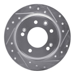 Hyundai Tucson Brake Rotor (1) - Rear Right - R1 Concepts - Drilled & Slotted - Silver - `09-`16